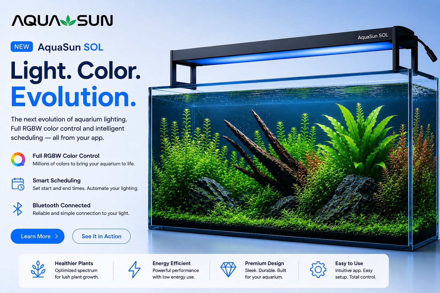 AquaSun Sol aquarium lighting hardware